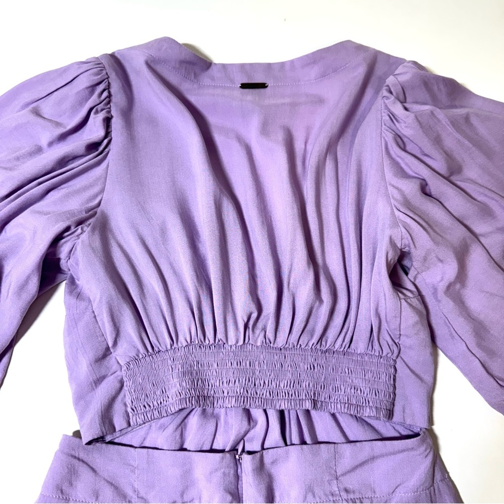 SKEMO NWT Lilac Purple Cut Out Bubble Sleeve Keyhole Mini Dress Size Medium $158 - Picture 12 of 12